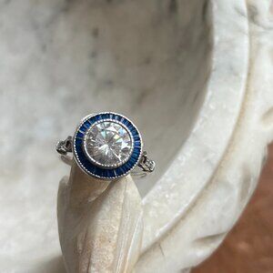 Sapphire halo vintage ring